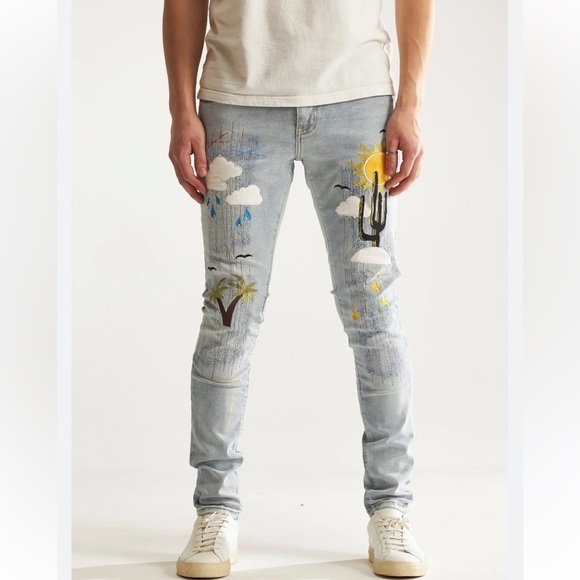 Embellished Embellish desert graphic Denim Indio Denim Light Blue SZ 30 - Picture 1 of 15